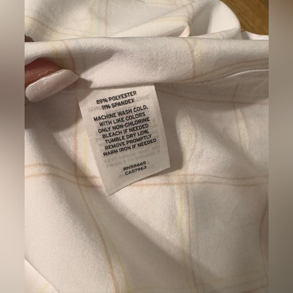 14TH & Union Plaid Shirt Trim Fit White Yellow Orange Button Up - Picture 4 of 4